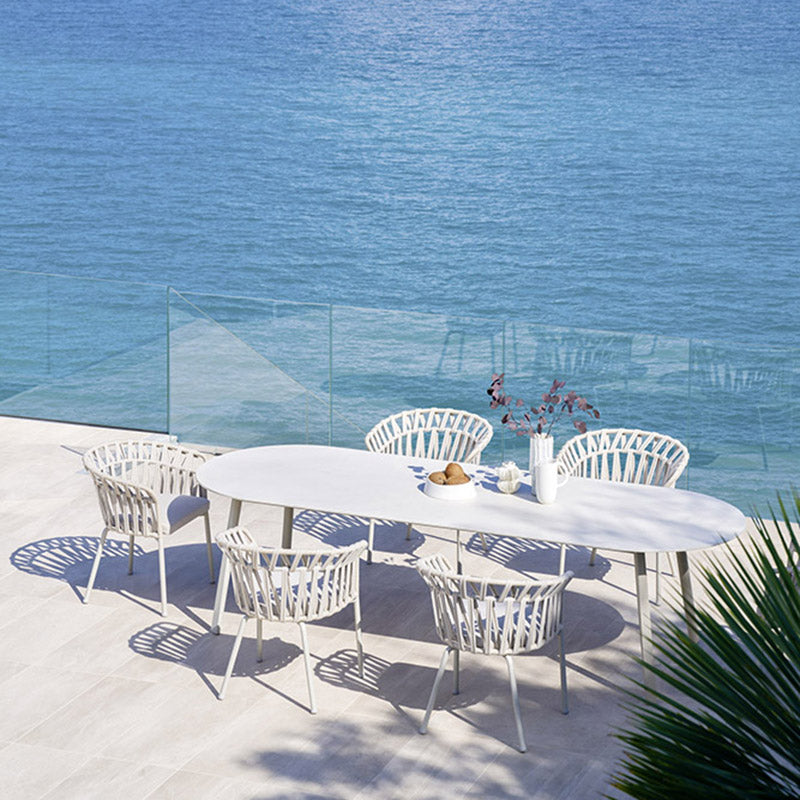 Balcony round white table-malta balcony executive round table malta