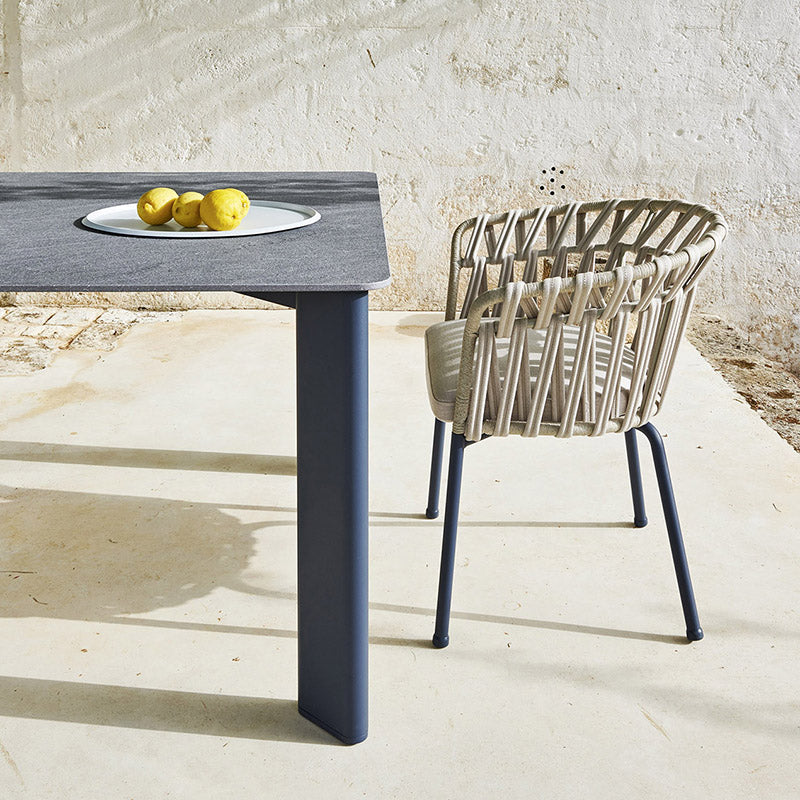 Modern square aluminium table-comfortable steel armchair malta