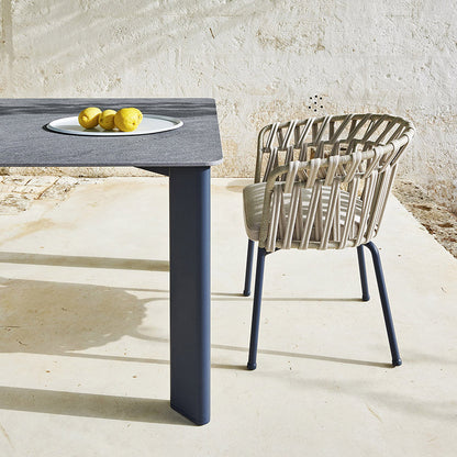 Modern square aluminium table-comfortable steel armchair malta
