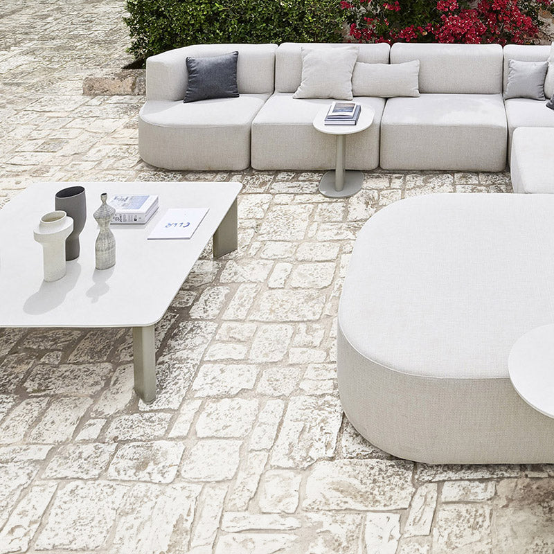 Outdoor garden glass table-outdoor ergonomic daybed sofa malta