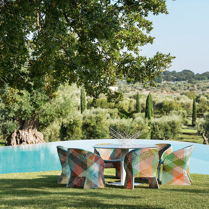 Outdoor mesh maat armchairs-standing table malta