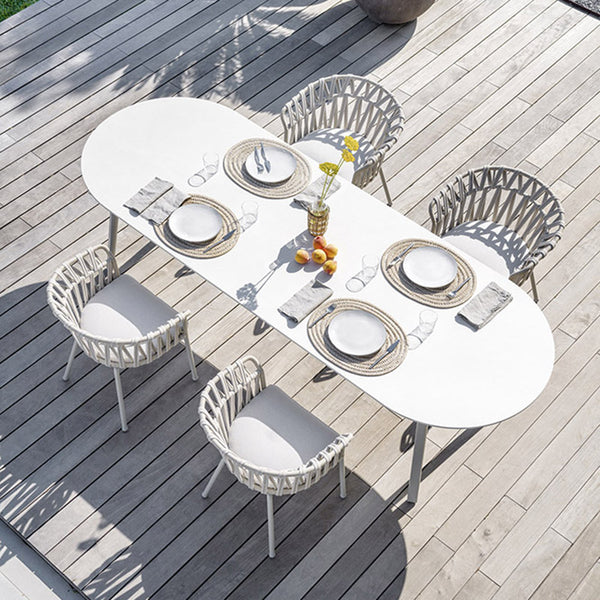 Outdoor round white dining furniture-malta white dining funirute malta