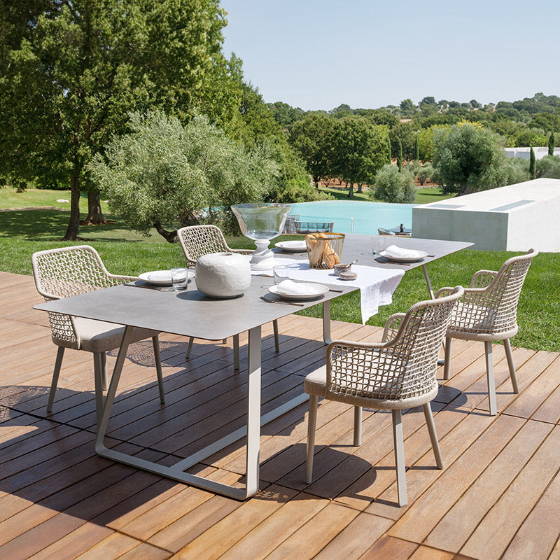 Outdoor square steel dining table-ergonomic chairs malta