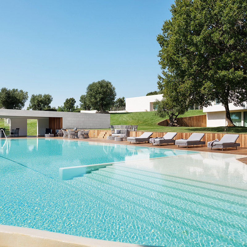 Pool standing white chairs-comfortable pillow ergonomic malta
