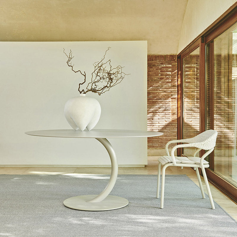 Round white steel table-malta steel table malta