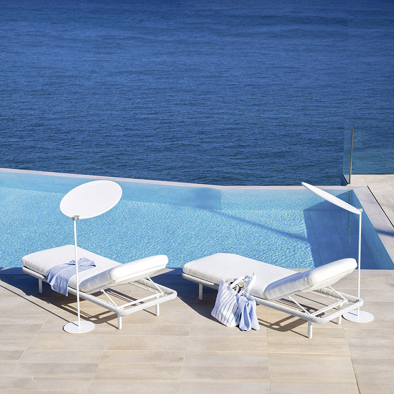 White outdoor seatings-white suncover standing comfortable white chairs malta